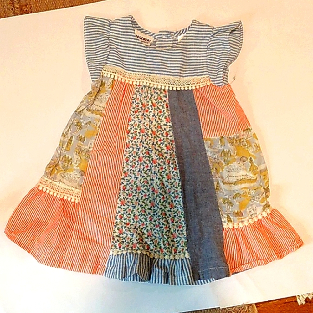 Blueberi boulevard girls patchwork dress sz. 24 months